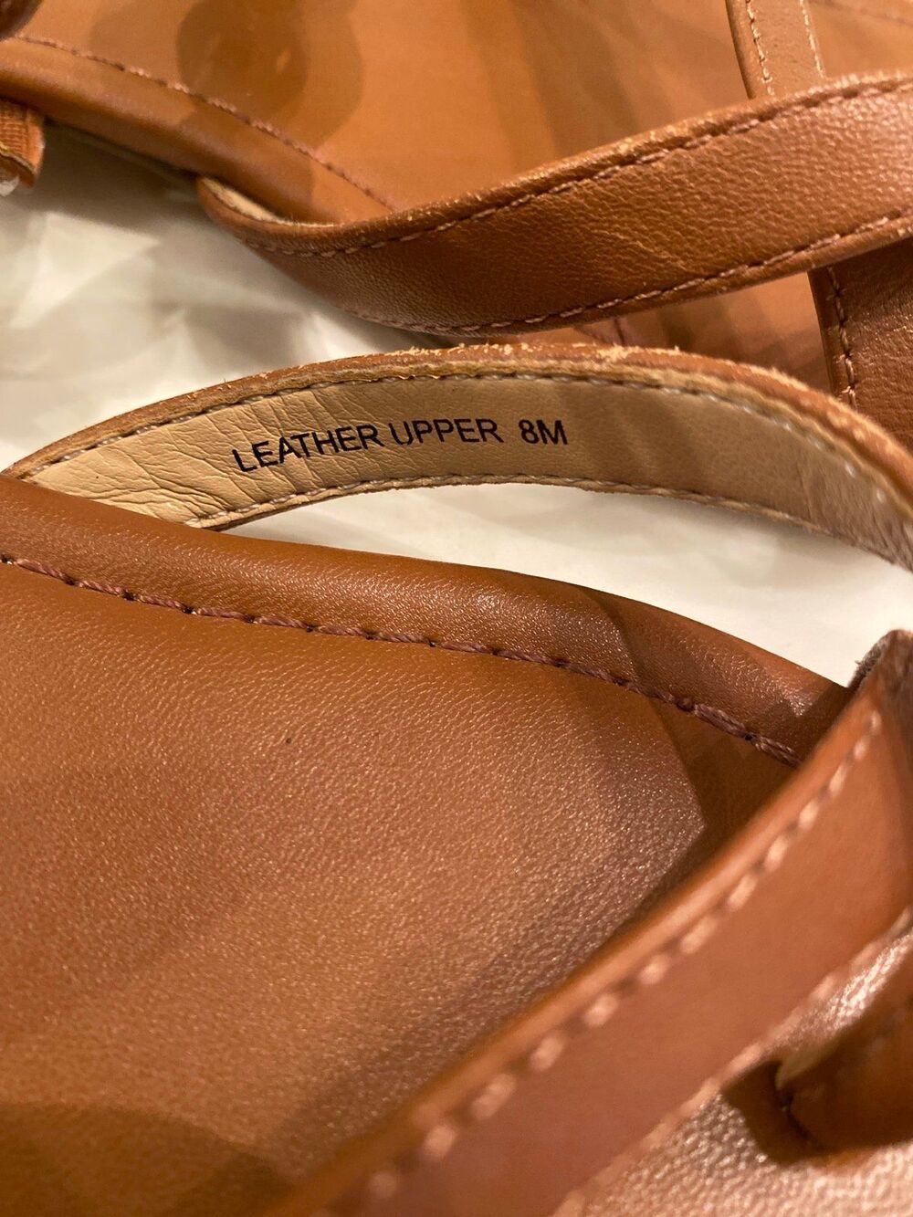 Talbots Brown Leather Strappy Sandals Size 8 M Flats Thong Slip On Braided Beach - Picture 9 of 11